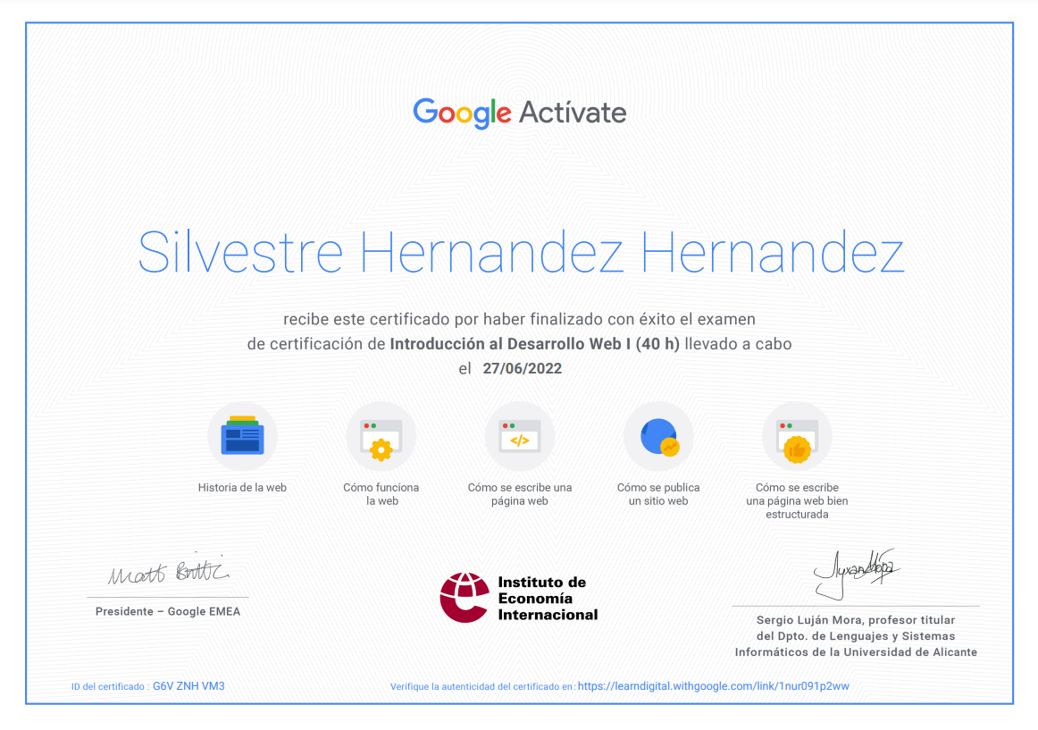 Certificado google web